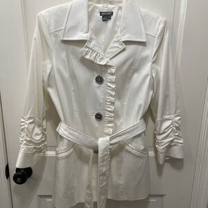 Musette White Trench Coat with Ruffle Detail